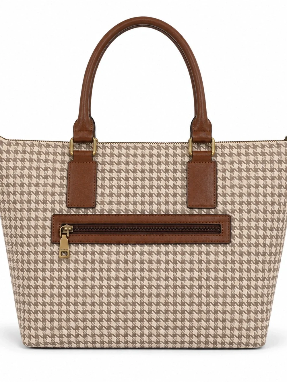 Jen & Co. Southwestern Houndstooth Tote Bag NWT Neutral Brown Beige